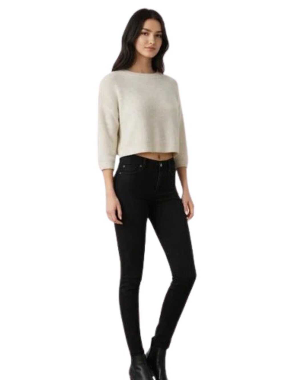 7 For All Mankind Gwenevere Black Stretch Skinny Ankle Jeans Size 28